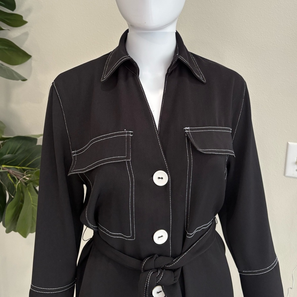 Zara Basic Button Down Shirtdress Size Small Blac… - image 4